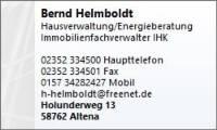 Bernd Helmboldt - Hausverwaltung / Energieberatung / Immobilienfachverwalter 58762 Altena Holunderweg 13